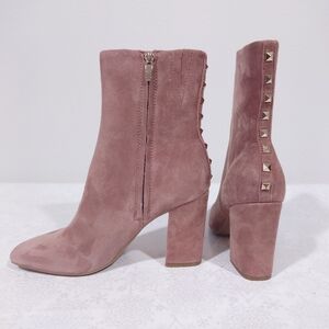 Nine West Pink Suede Studded Heeled Boots